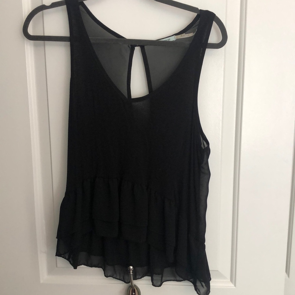 Sheer black ruffle top